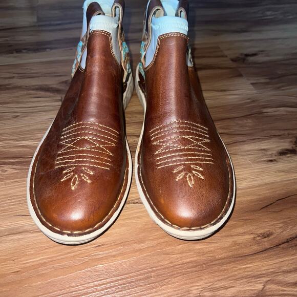 Tony Lama Brown Leather Slip-On Western Chelsea Boots Women’s Size 8 - Picture 3 of 15